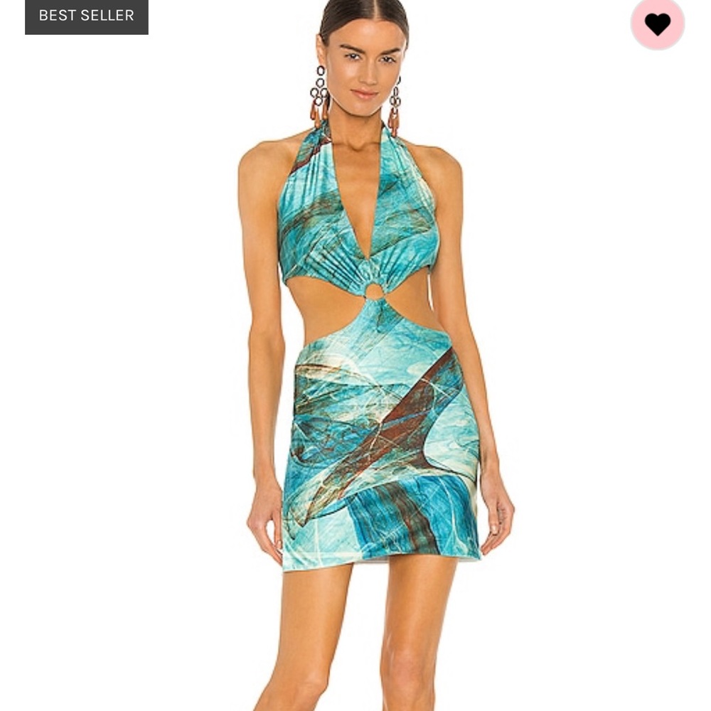 Farai London Gaia Mini Dress in Ocean Blue